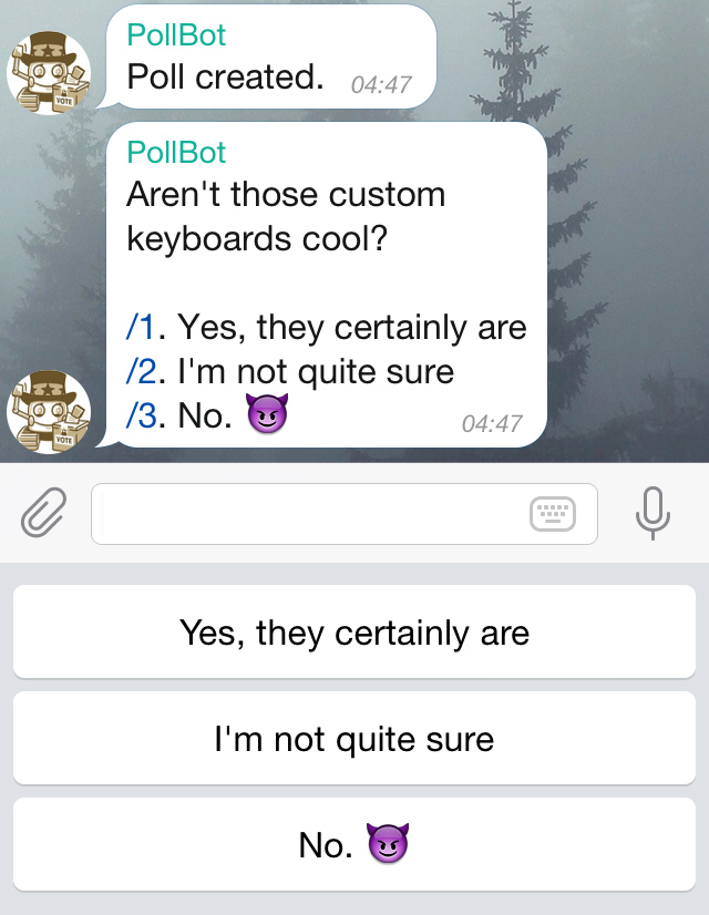 Keyboard for a poll bot
