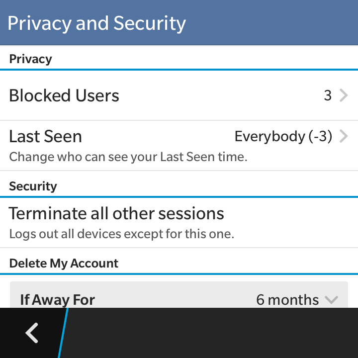 Telegram - Account settings