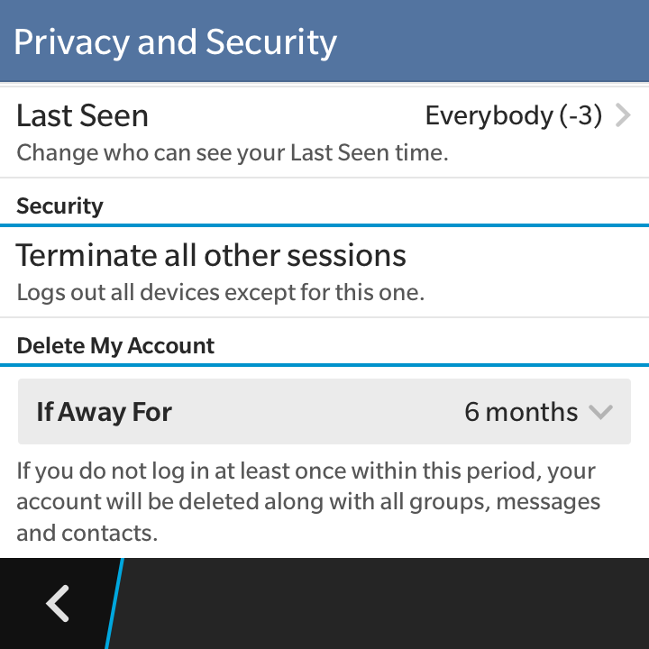 Telegram - Account settings