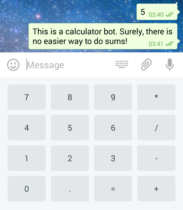 Keyboard for a calculator bot.